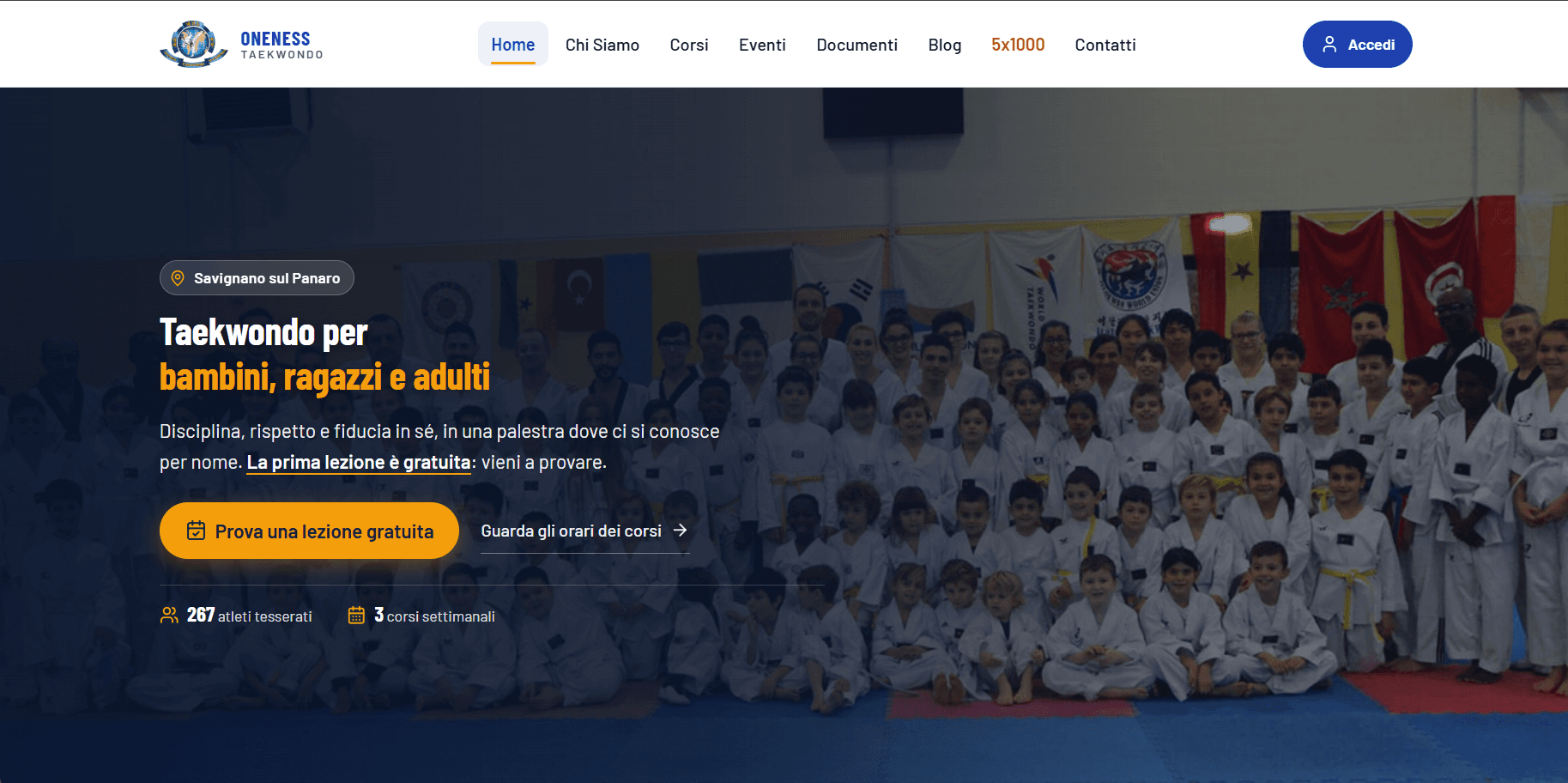 Mockup del progetto Oneness Taekwondo Accademia